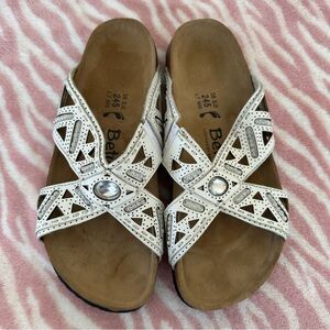 BETULA Birkenstock Joyce Beaded Embellished Stitched Leather Sandals Size 7